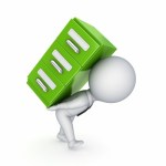 3D person carrying filing cabinet on back